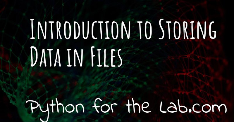 Introduction to Storing Data in Files
